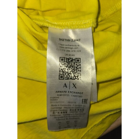 Armani Exchange Womens Yellow T-Shirt Large Milan Print - Picture 7 of 8